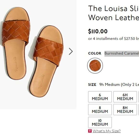 New! Madewell Burnished Caramel The Louisa Slide Sandal in Woven Leather - Picture 4 of 7